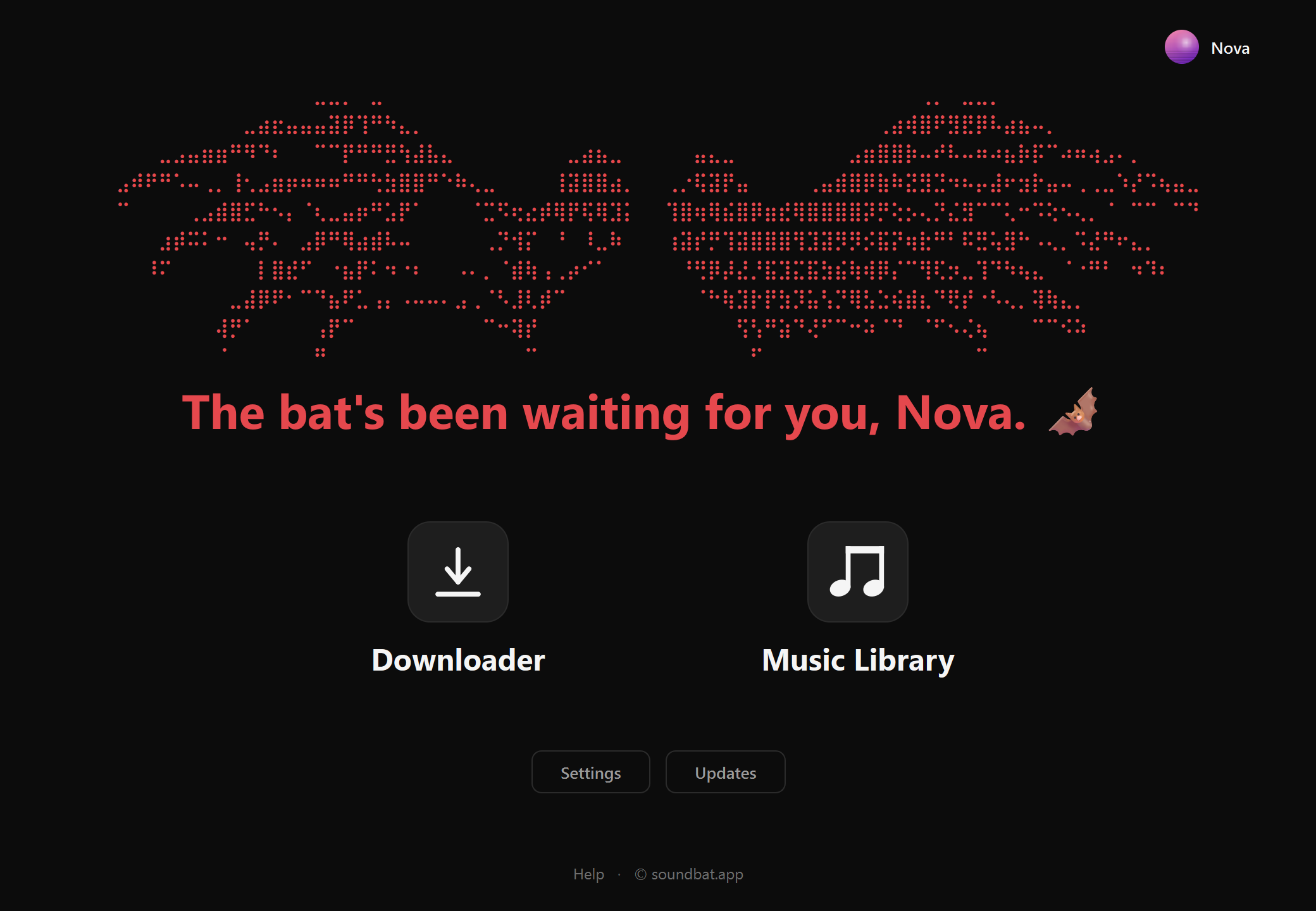 The home screen in English