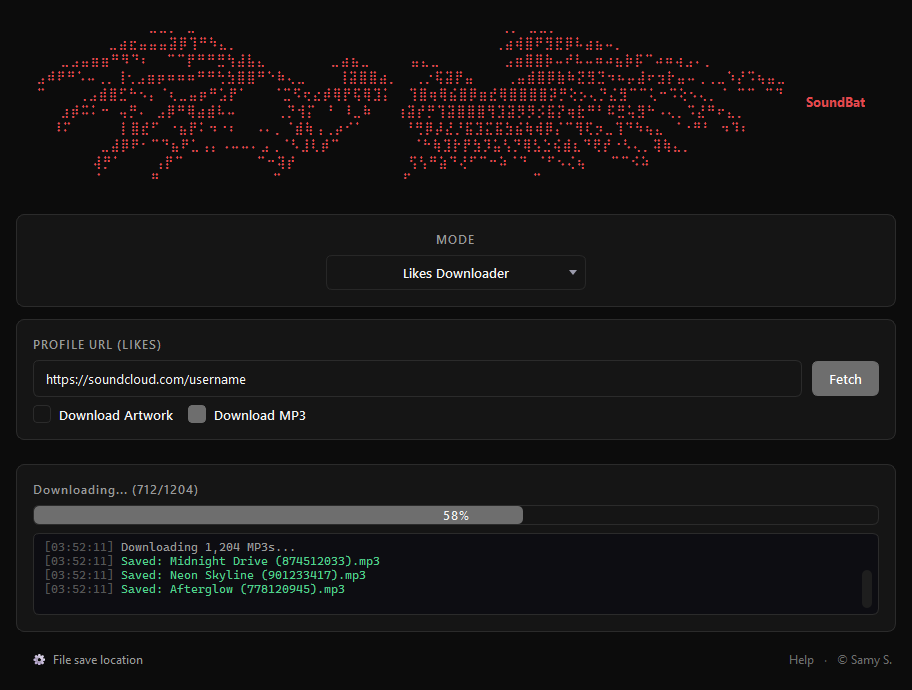 Batch MP3 download in progress